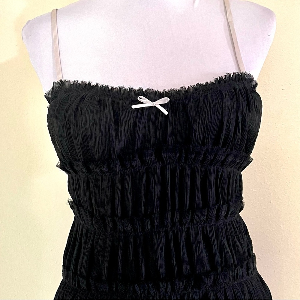 Zara Black Mini Dress with White Straps - Picture 3 of 12